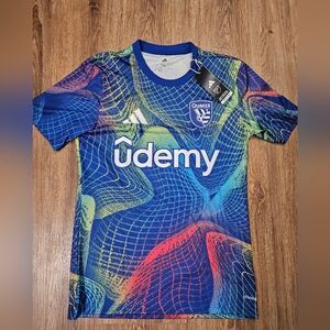 New Adidas San Jose Earthquakes 2025 United We Play Pre-match Top Men's Size S